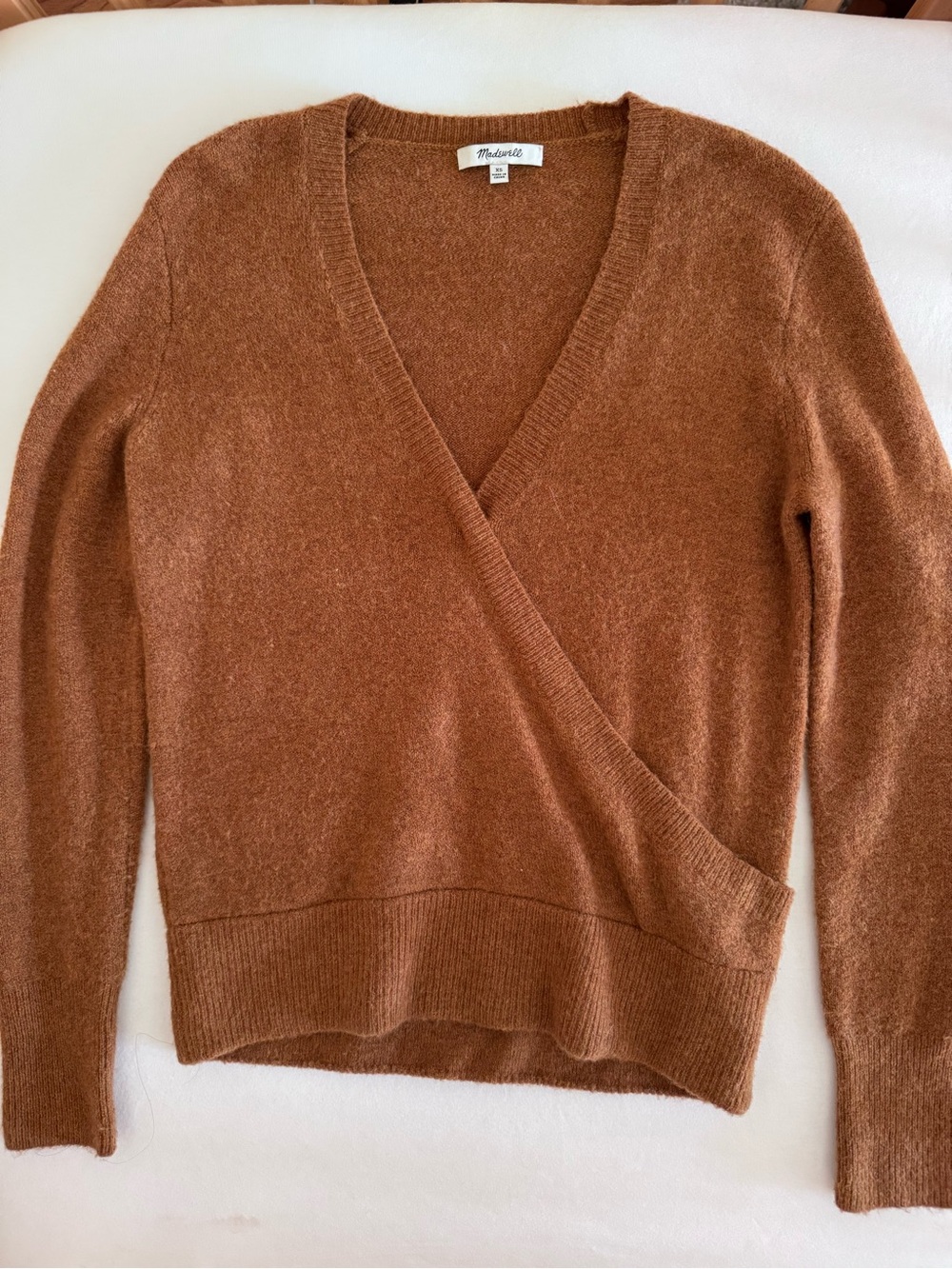 Madewell Women's Faux Wrap V-Neck Sweater - Brown